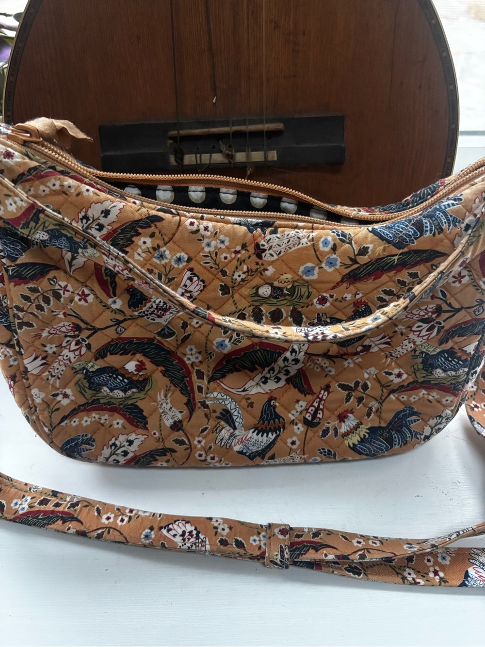 Vera Bradley Women's Cotton Frannie Crescent Crossbody Bag French Hens